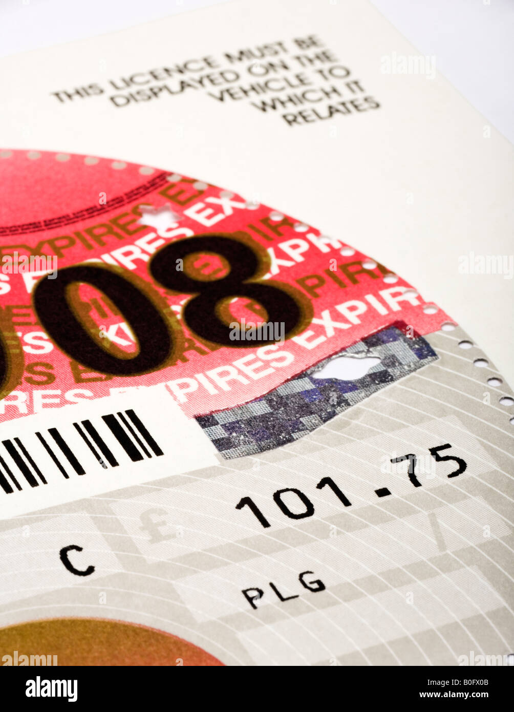 Regno Unito auto disco fiscale Foto Stock
