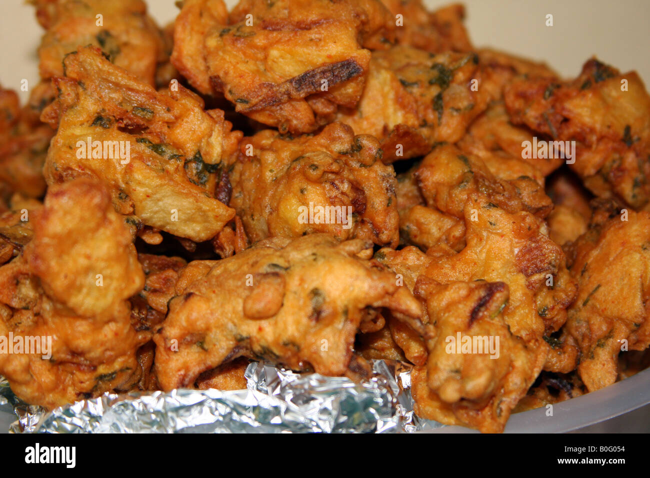 Onion Bhaji spuntini Foto Stock