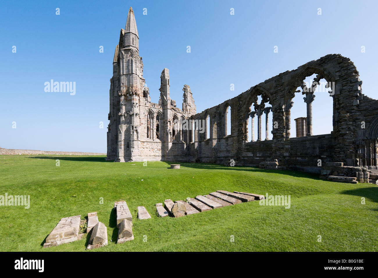 Whitby Abbey, Whitby, East Coast, North Yorkshire, Inghilterra, Regno Unito Foto Stock