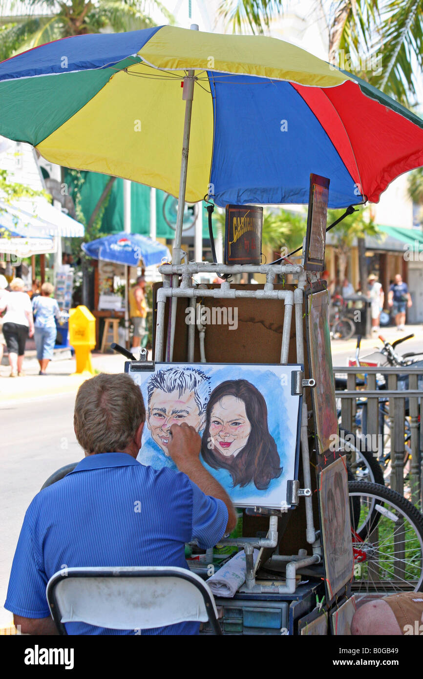 Key West caricaturista Foto Stock