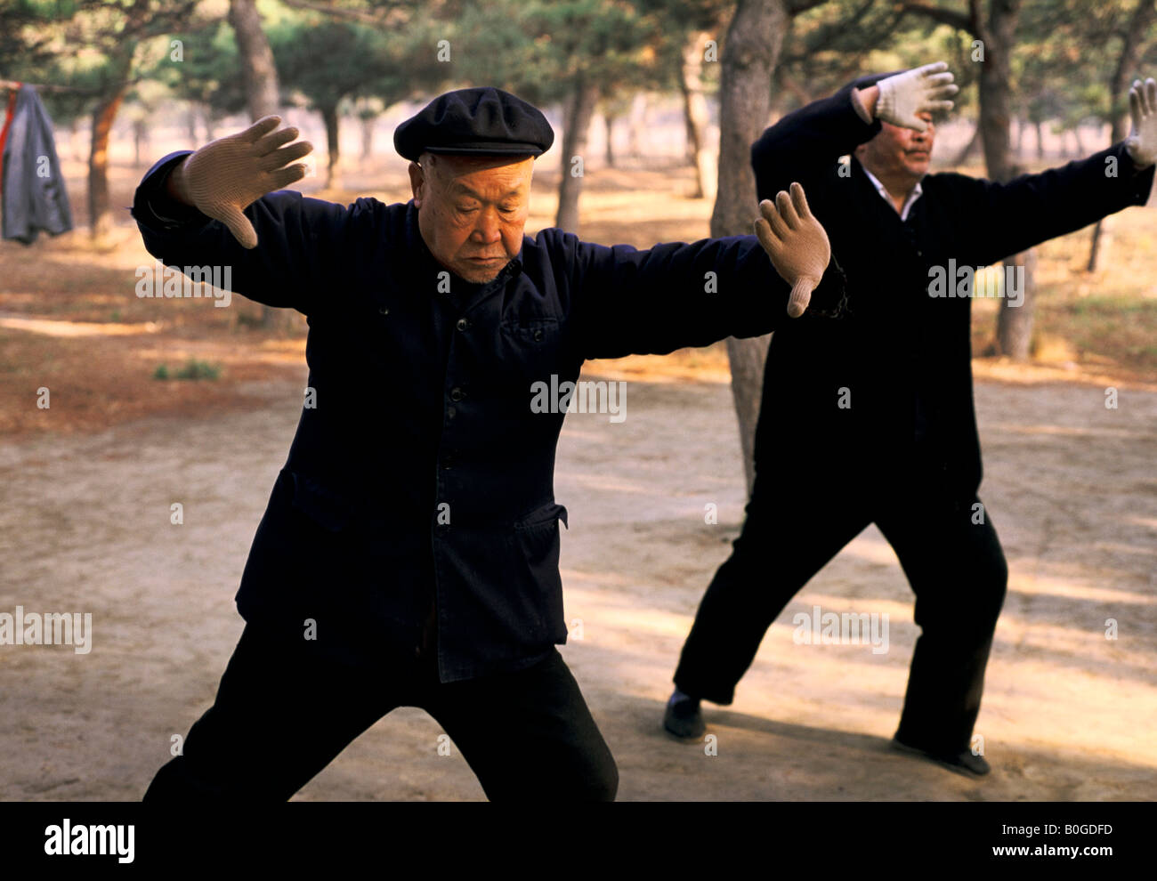 Gli anziani praticare il Tai Chi, Cina. Foto Stock
