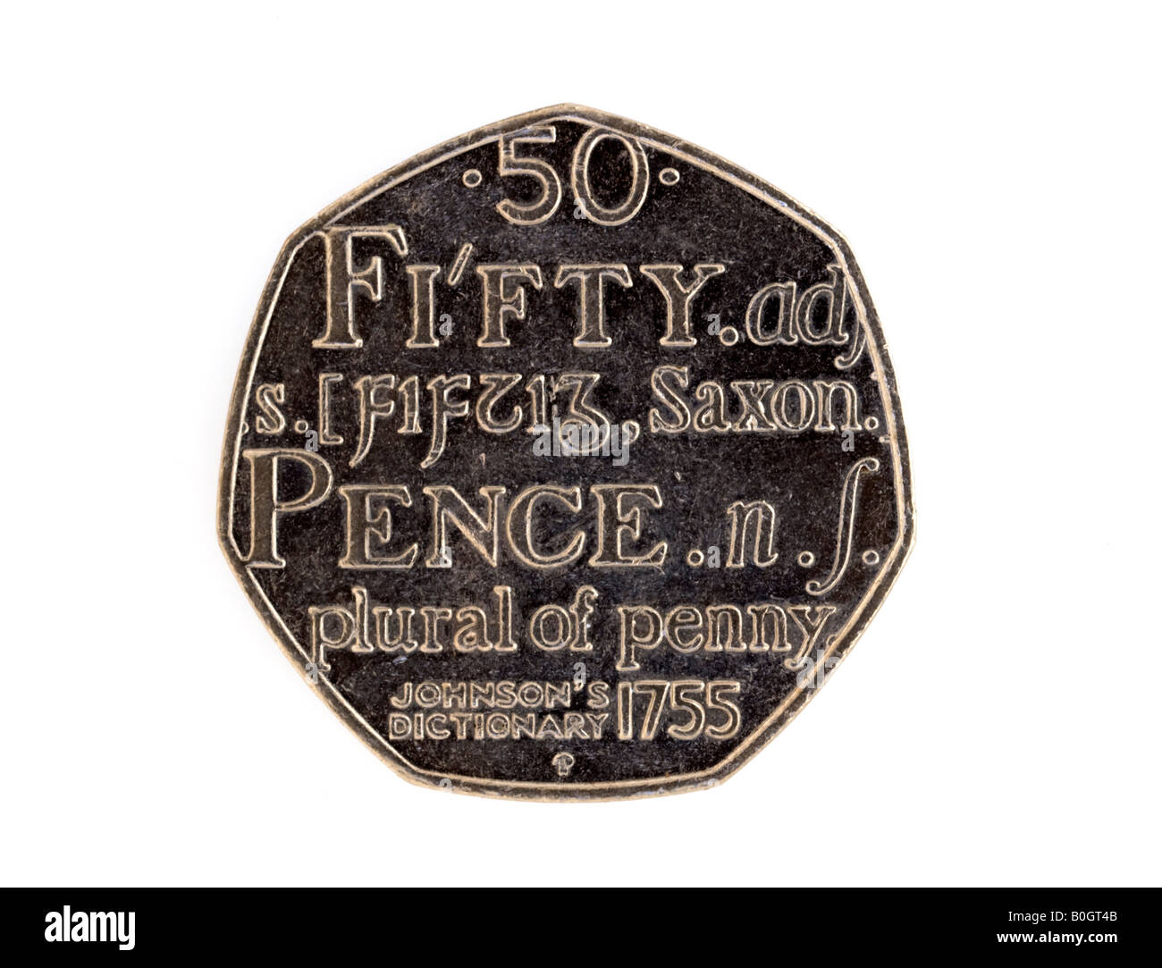 Cinquanta pence pezzo Foto Stock