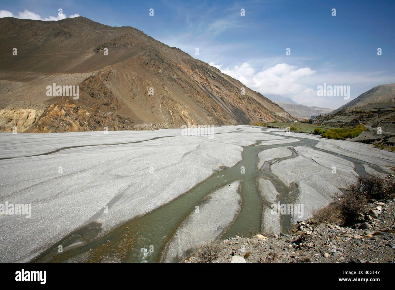 Vista panoramica del fiume Valle del basso mustang annapurna nepal Foto Stock