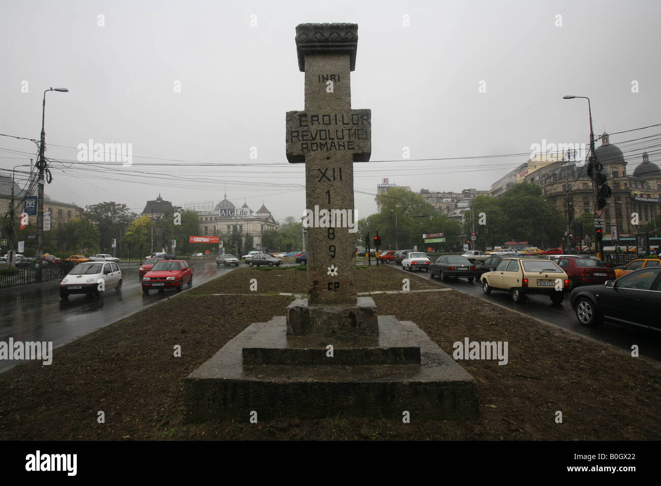 La figura mostra un memoriale per i morti della rivoluzione romena di Bucarest Foto Stock