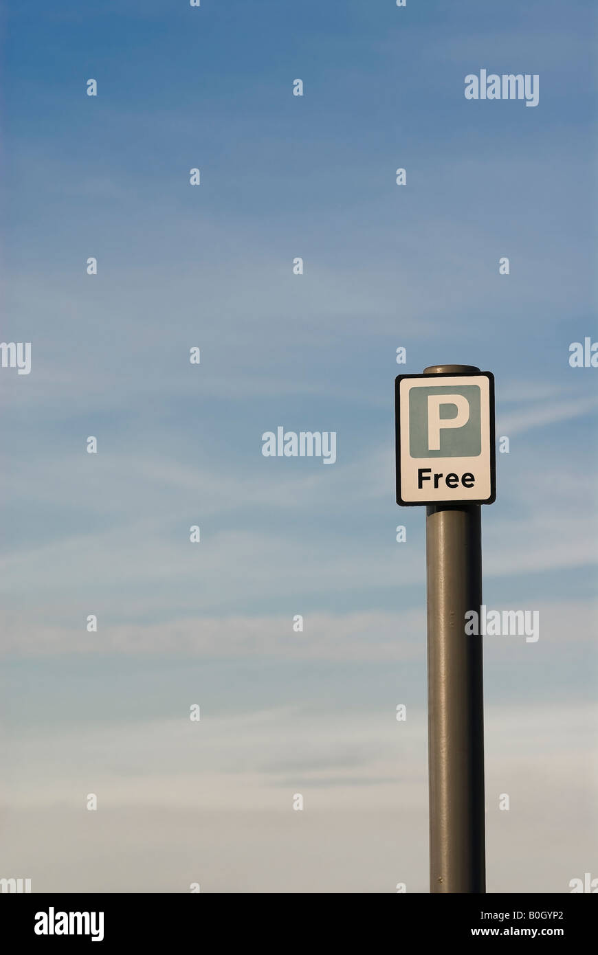 Parcheggio gratuito sign in Londra, Regno Unito Foto Stock