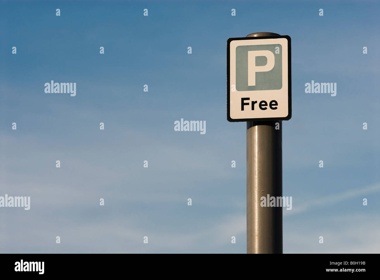 Parcheggio gratuito sign in Londra, Regno Unito Foto Stock