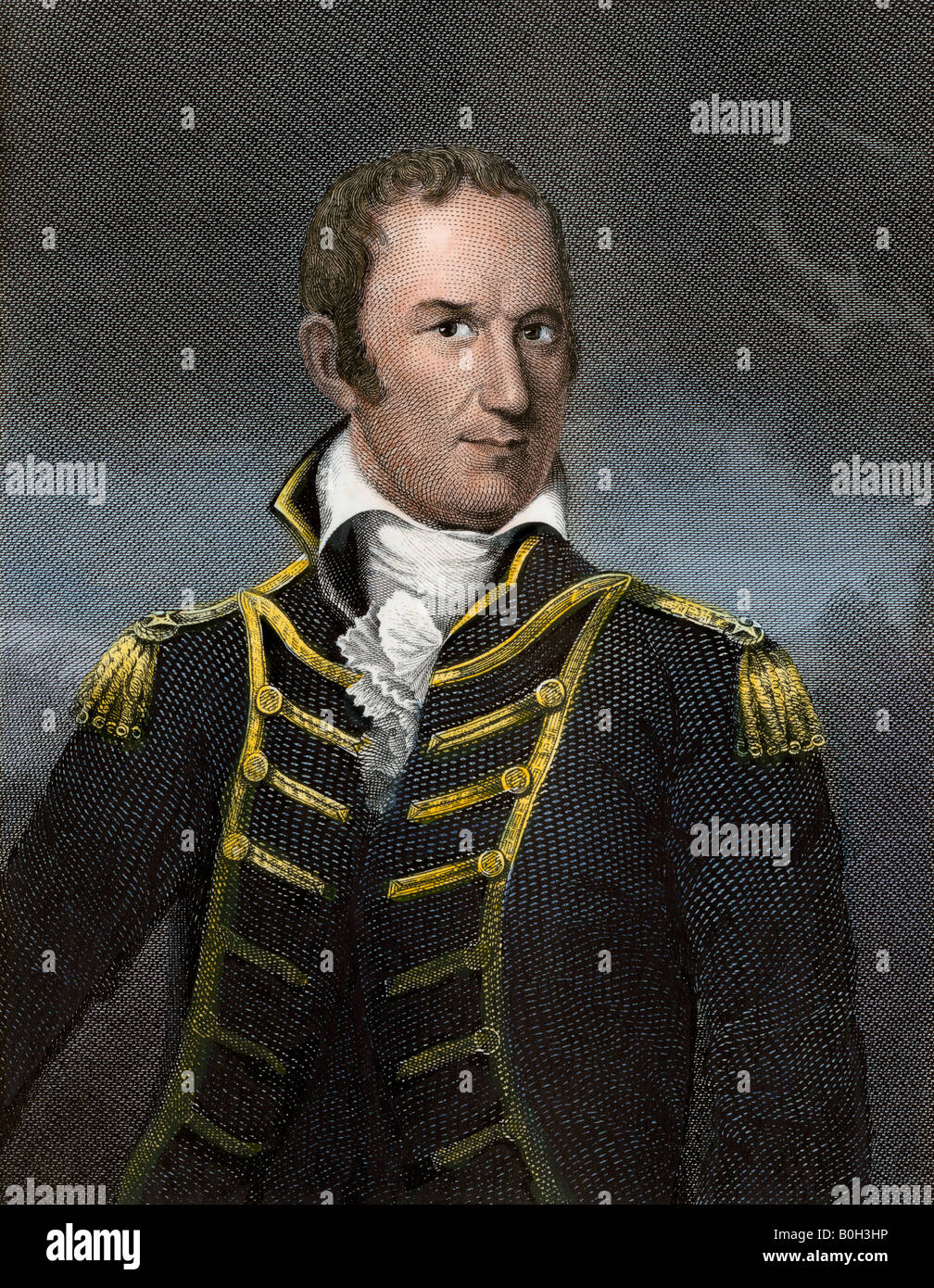Il comandante Edward Preble US Navy officer. Colorate a mano incisione in acciaio Foto Stock