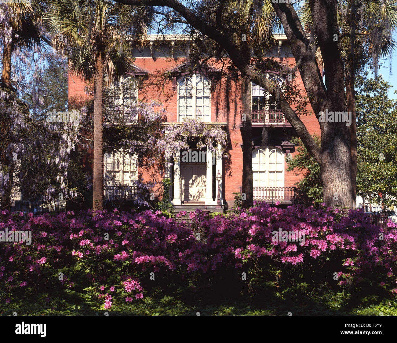 Monterey Square - Savannah, Georgia (Vecchia casa Southern-Style) Foto Stock