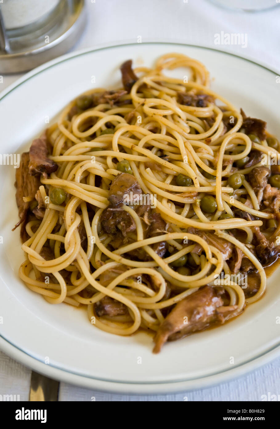 Spaghetti con coniglio Oleandro Ristorante Xaghra Gozo Malta Foto Stock