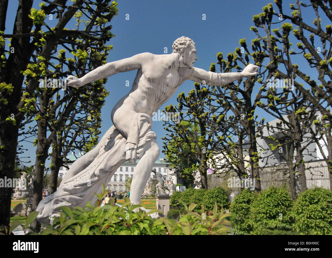 Scultura di Ottavio Mosto, datata 1690, scena dalla mitologia greca, Mirabellgarten o giardini Mirabell, Salisburgo, Austria, Euro Foto Stock