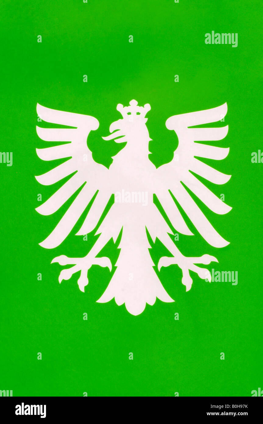 Emblema, stemma di Francoforte, bianco aquila indossando una corona, Francoforte Hesse, Germania Foto Stock