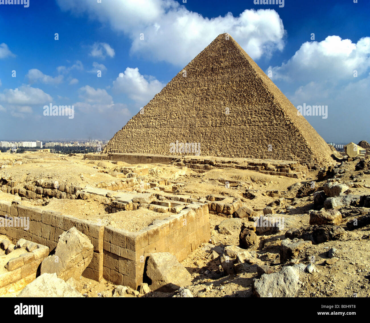 La Piramide di Giza complesso, Grande Piramide di Giza, il Cairo, Egitto Foto Stock