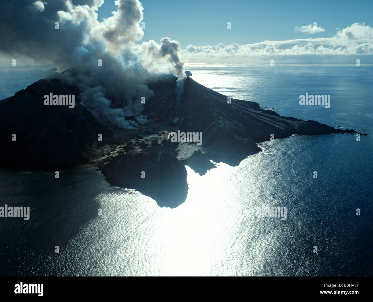 White Island, eruzione vulcanica, Baia di Planty, Isola del nord, Nuova Zelanda Foto Stock