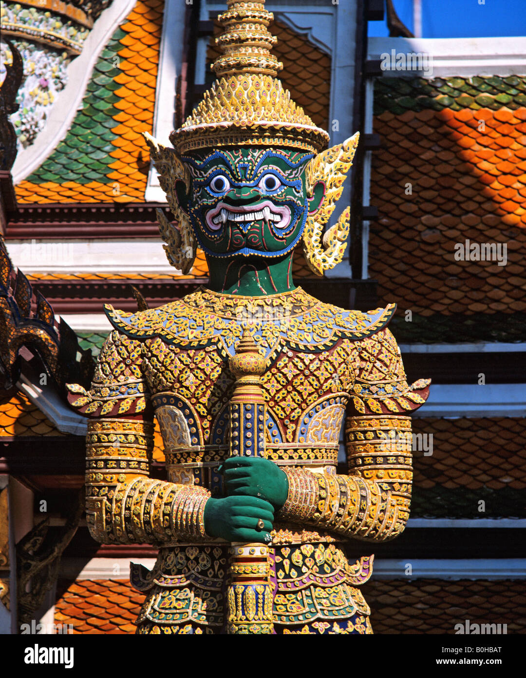 Il Wat Phra Kaeo tempio, yak, guardia, demone, Bangkok, Thailandia, Sud-est asiatico Foto Stock