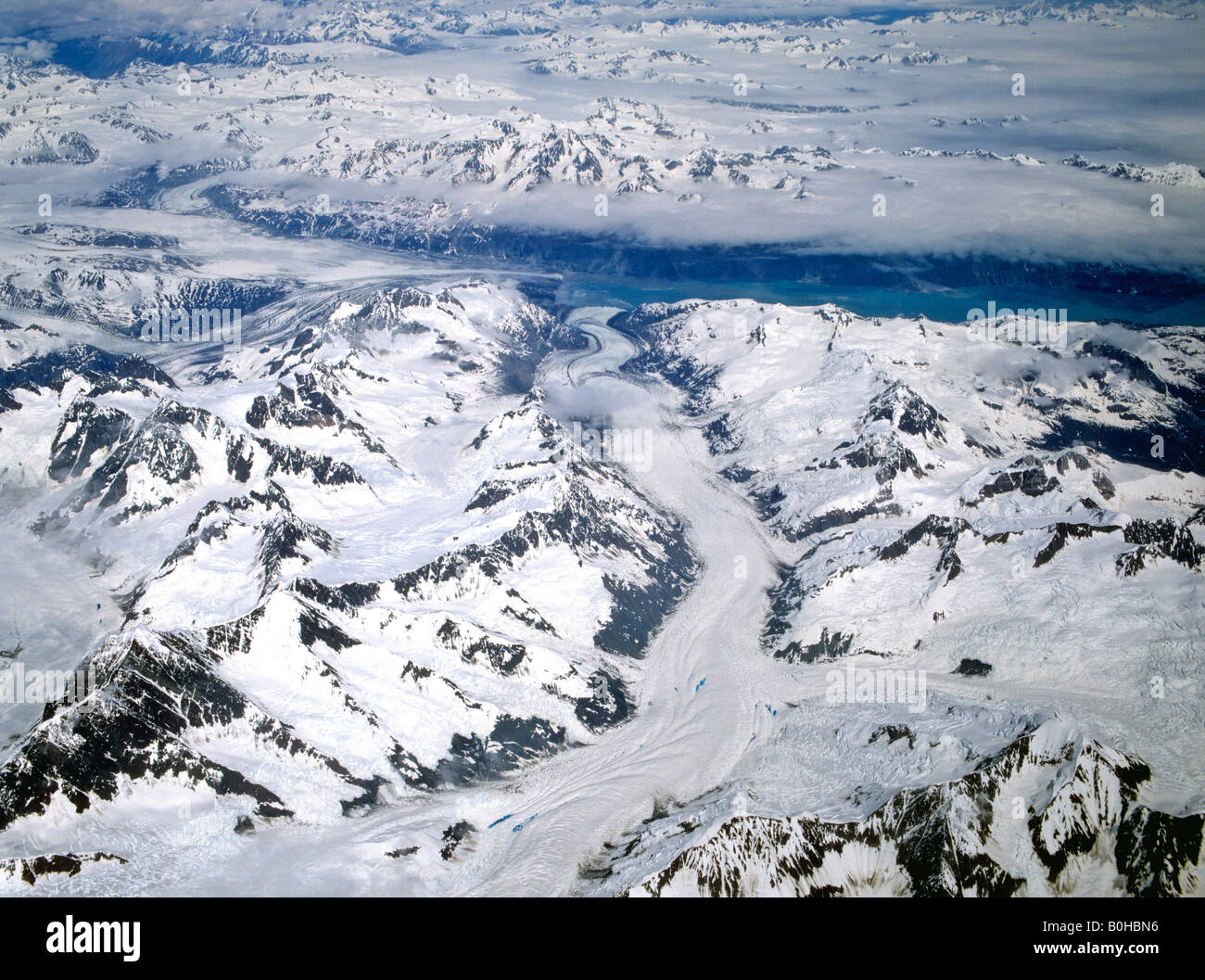 Ghiacciaio, vista aerea, Alaska, STATI UNITI D'AMERICA Foto Stock