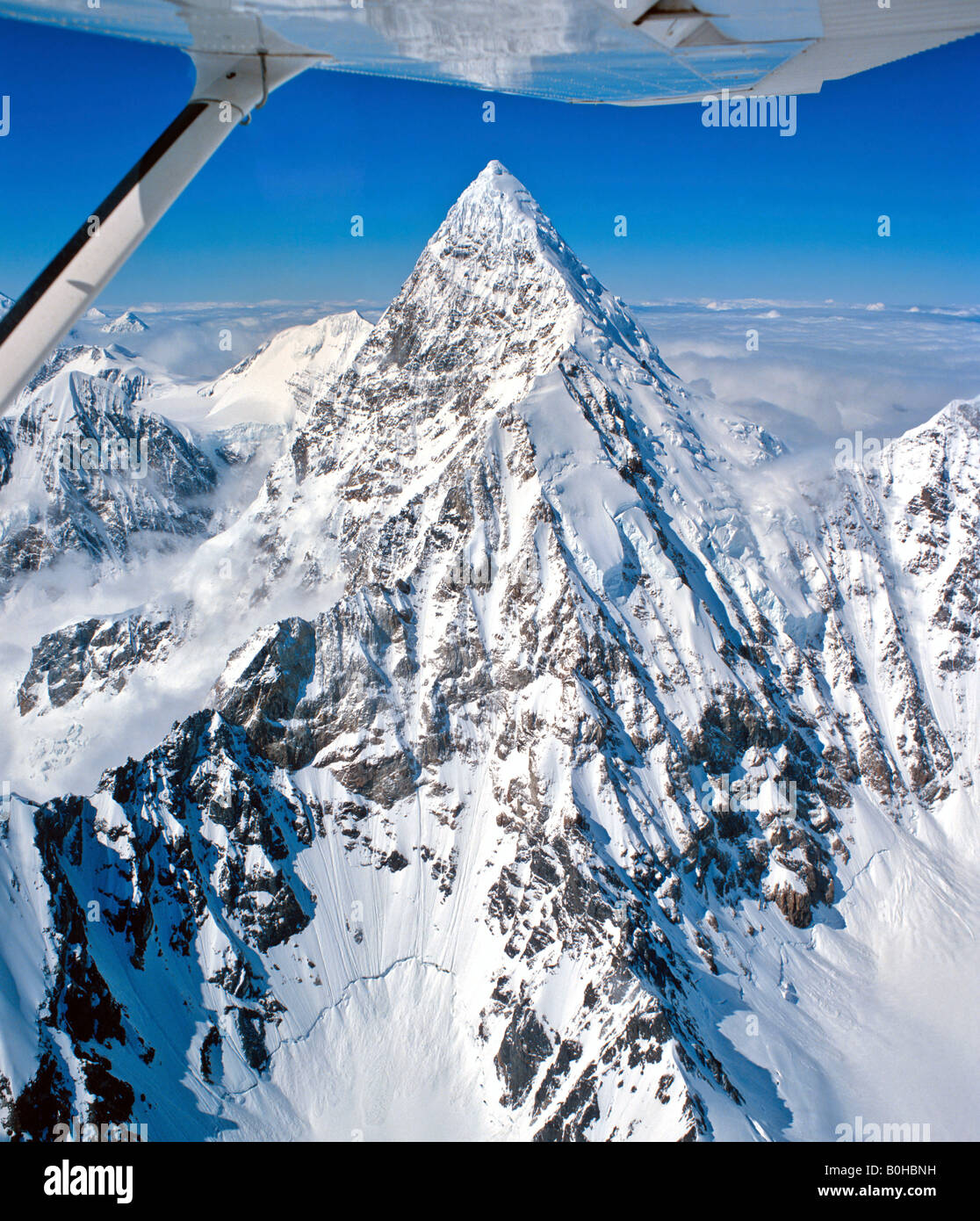 Mt. Foraker, Parco Nazionale di Denali, 5304 m, vista aerea, Alaska Range, Alaska, STATI UNITI D'AMERICA Foto Stock