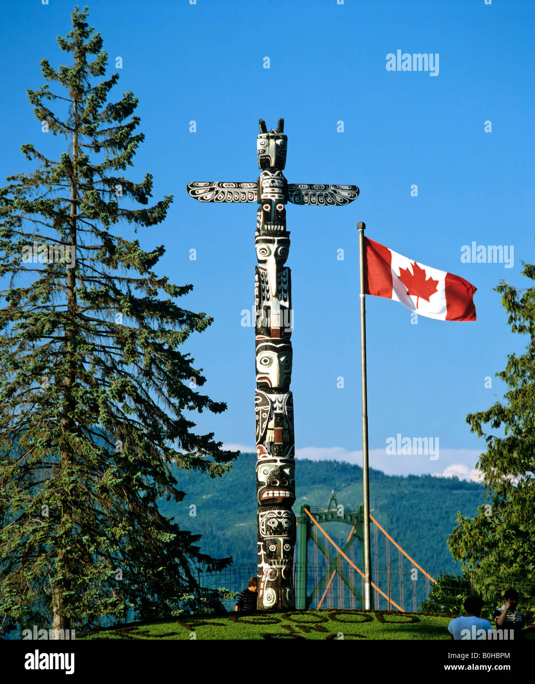 Il totem pole di Stanley Park, Vancouver, British Columbia, Canada Foto Stock