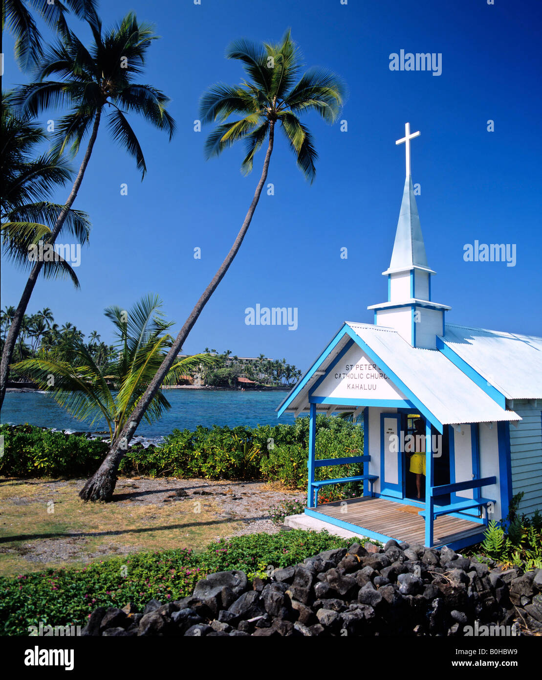 Centro storico la chiesa di San Pietro in Kahaluu, Hawaii, STATI UNITI D'AMERICA Foto Stock