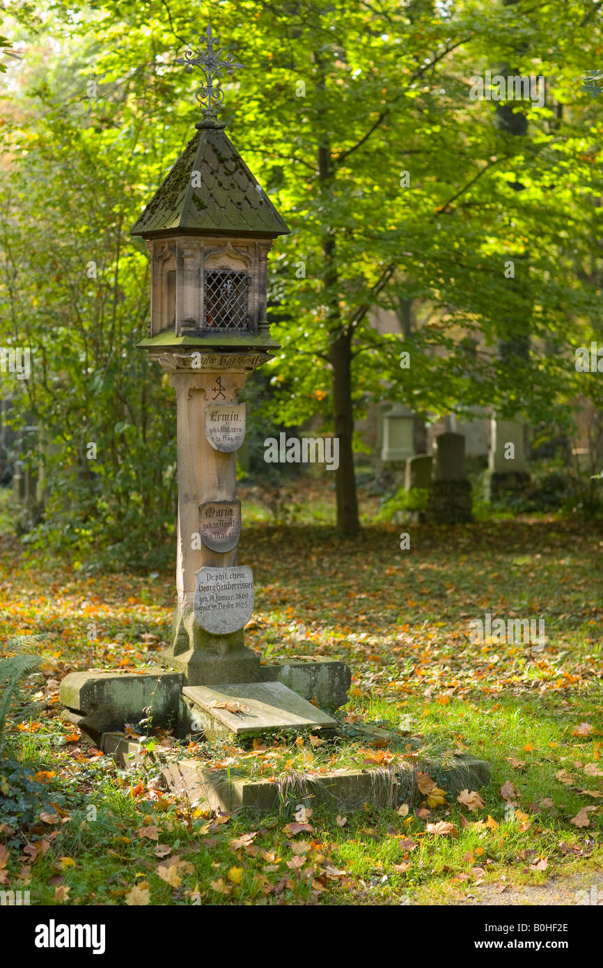 Tomba del Dottor Josef Georg Ritter von Hauberrisser, 1841-1922, architetto, Alter Suedfriedhof cimitero, Monaco di Baviera, Germania Foto Stock