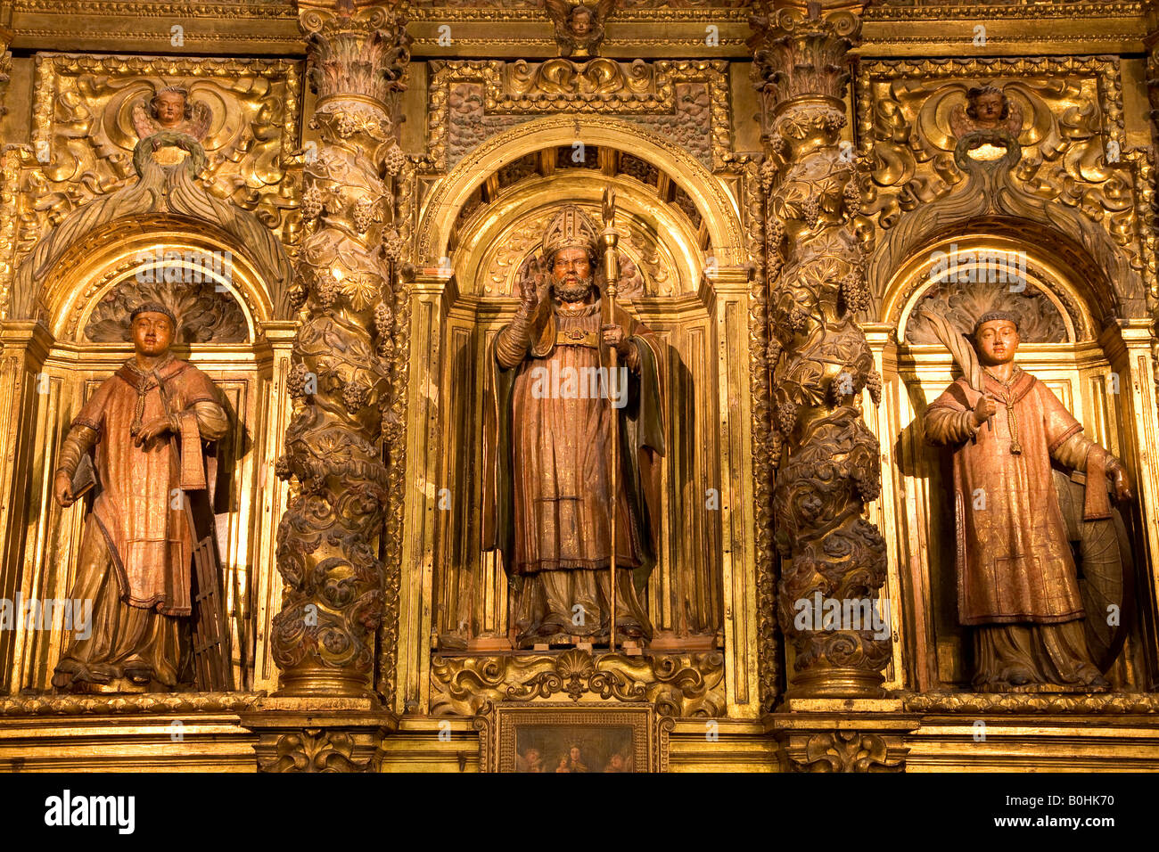 Catedral de San Salvador cattedrale, La Seo, la statua di San Salvador, il santo patrono di Saragozza, Saragozza, Aragona, Spagna Foto Stock