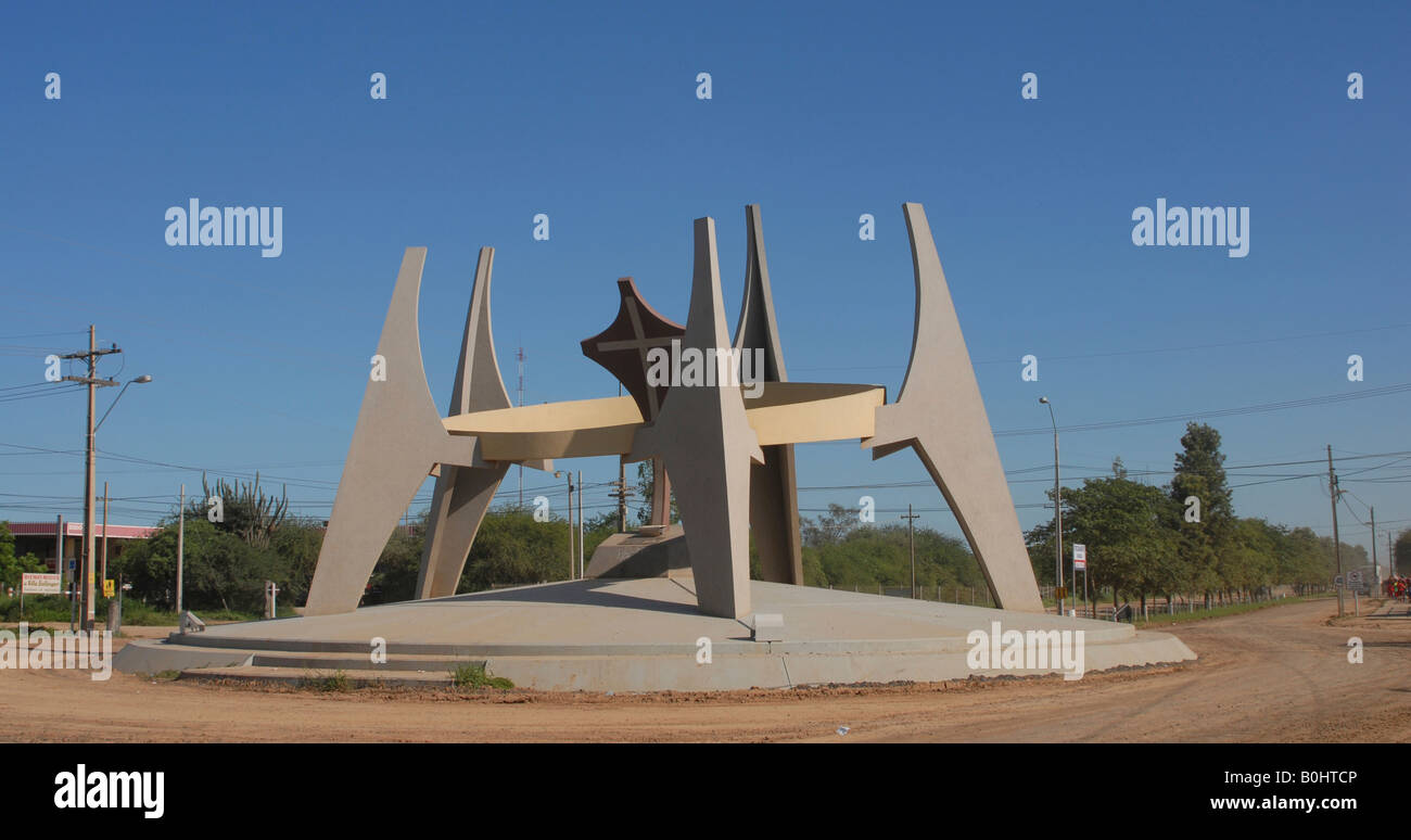 Memorial Celebrando 75 anni Fernheim colonia mennonita, Boqueron Affitto, Gran Chaco, Paraguay, Sud America Foto Stock