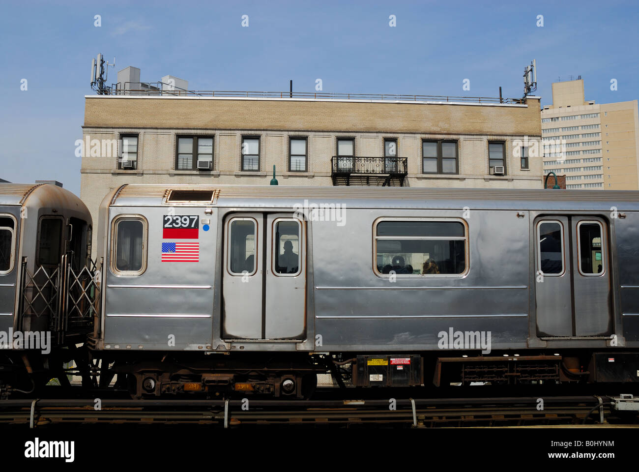 Treno della metropolitana di New York City Foto Stock