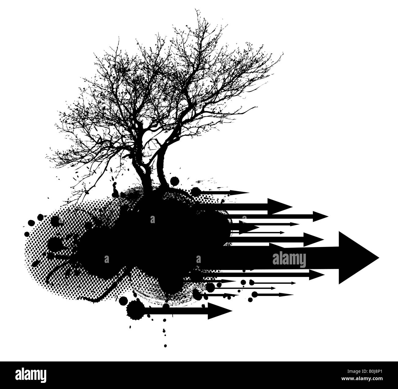 Illustrazione vettoriale di una moderna natura grunge elemento di design con le frecce e i mezzitoni Foto Stock