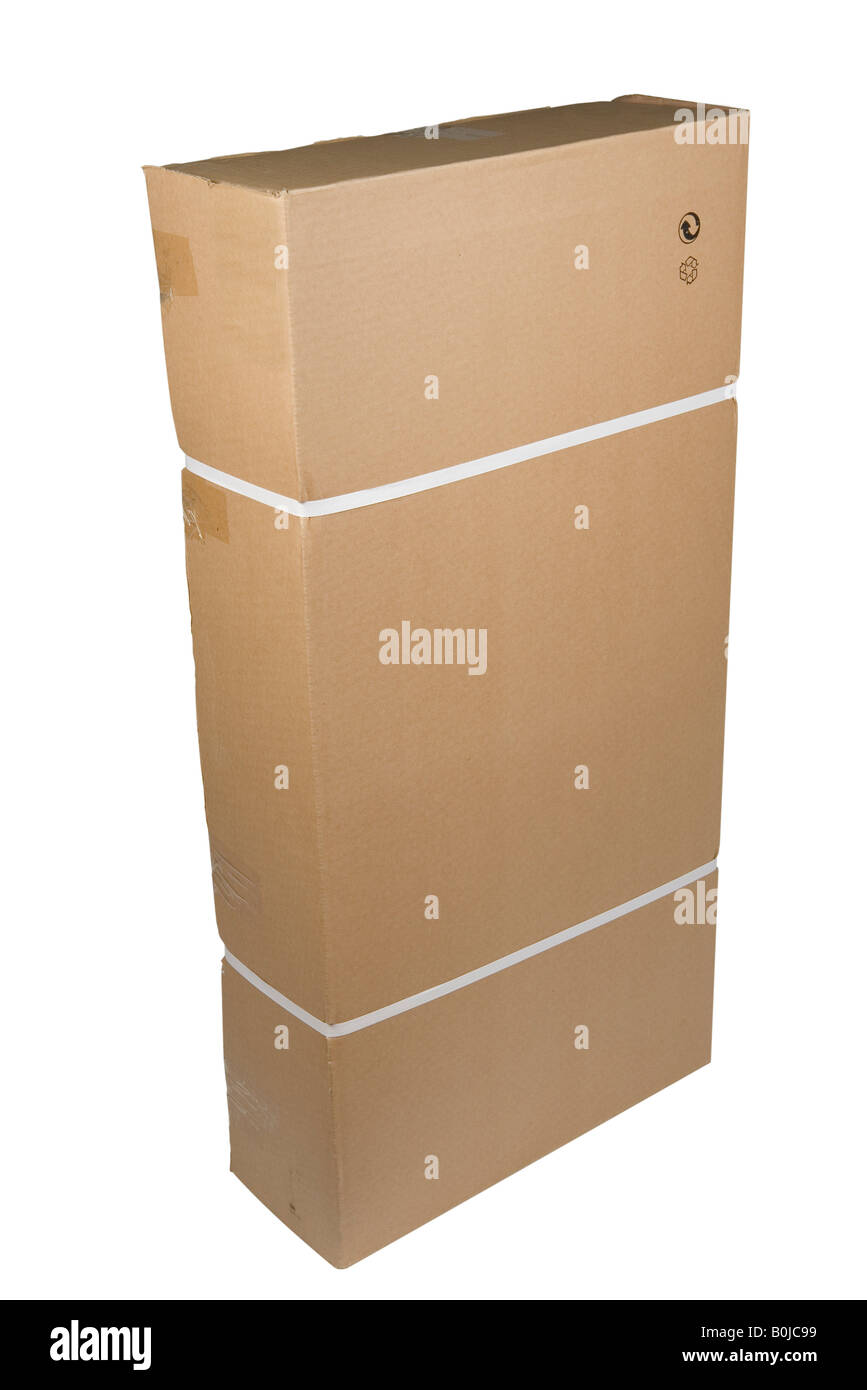 Fustellato di cartone riciclato box su sfondo bianco Foto Stock