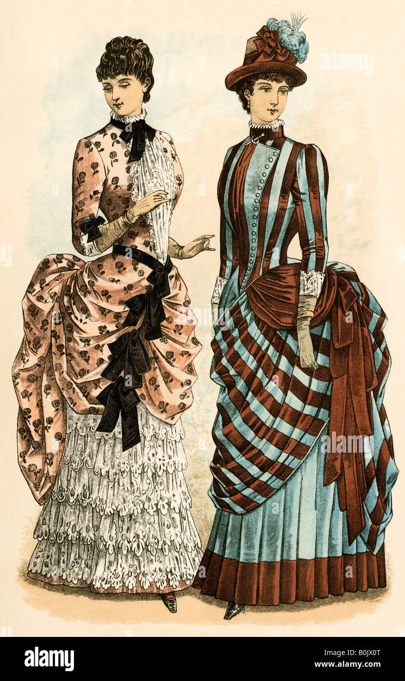 Godeys moda per signore 1880. Litografia a colori Foto Stock