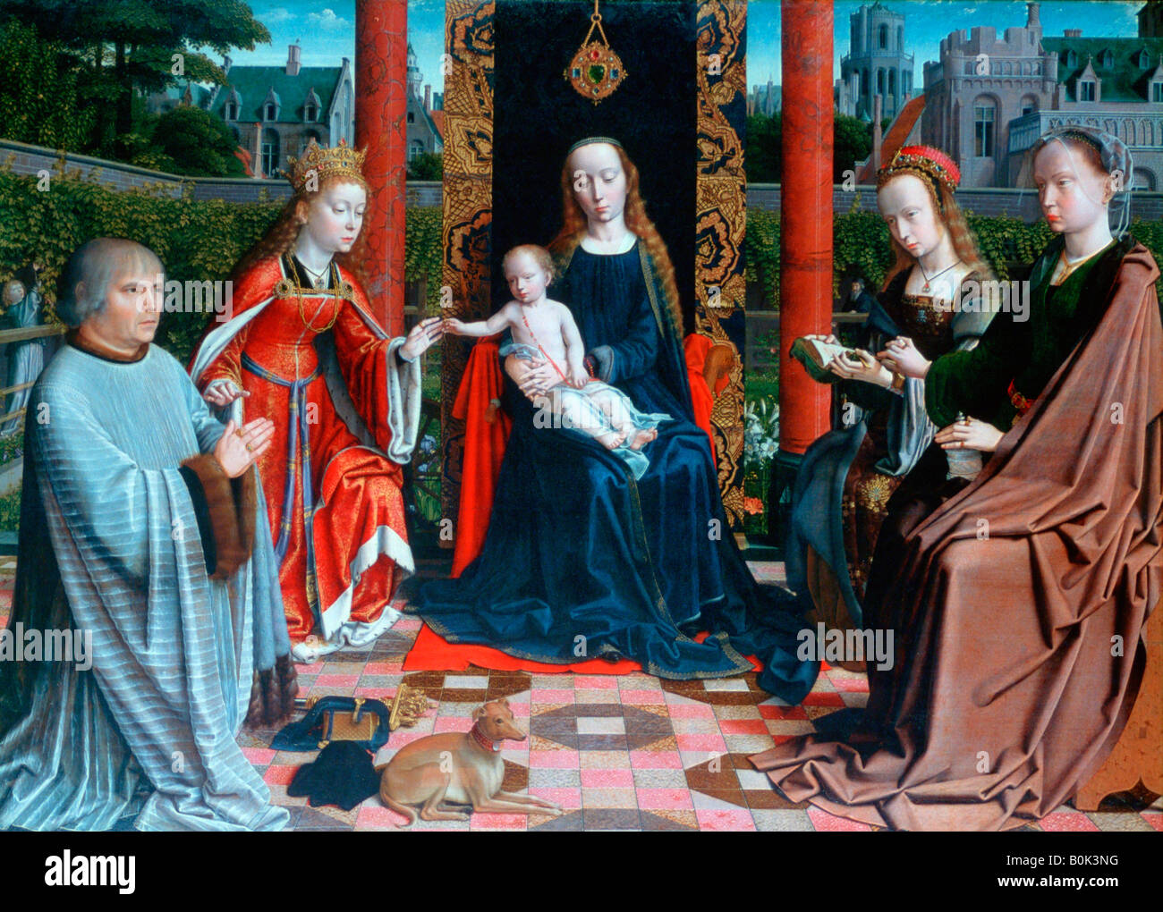 " Il Matrimonio mistico di Santa Caterina", 1505-1510. Artista: Gerard David Foto Stock