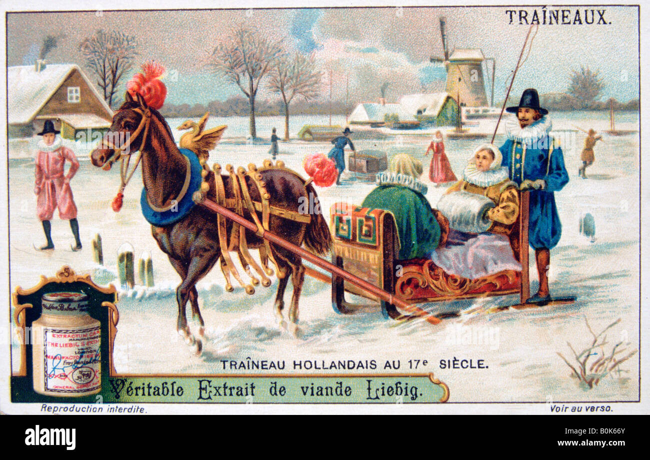 Dutch sleigh, secolo XVII, (c1900). Artista: sconosciuto Foto Stock