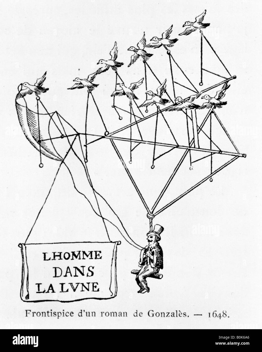 L'uomo della luna, 1648 (1887). Artista: Gaston Tissandier Foto Stock L'uomo della luna, 1648 (1887). Artista: Gaston Tissandier Foto Stock