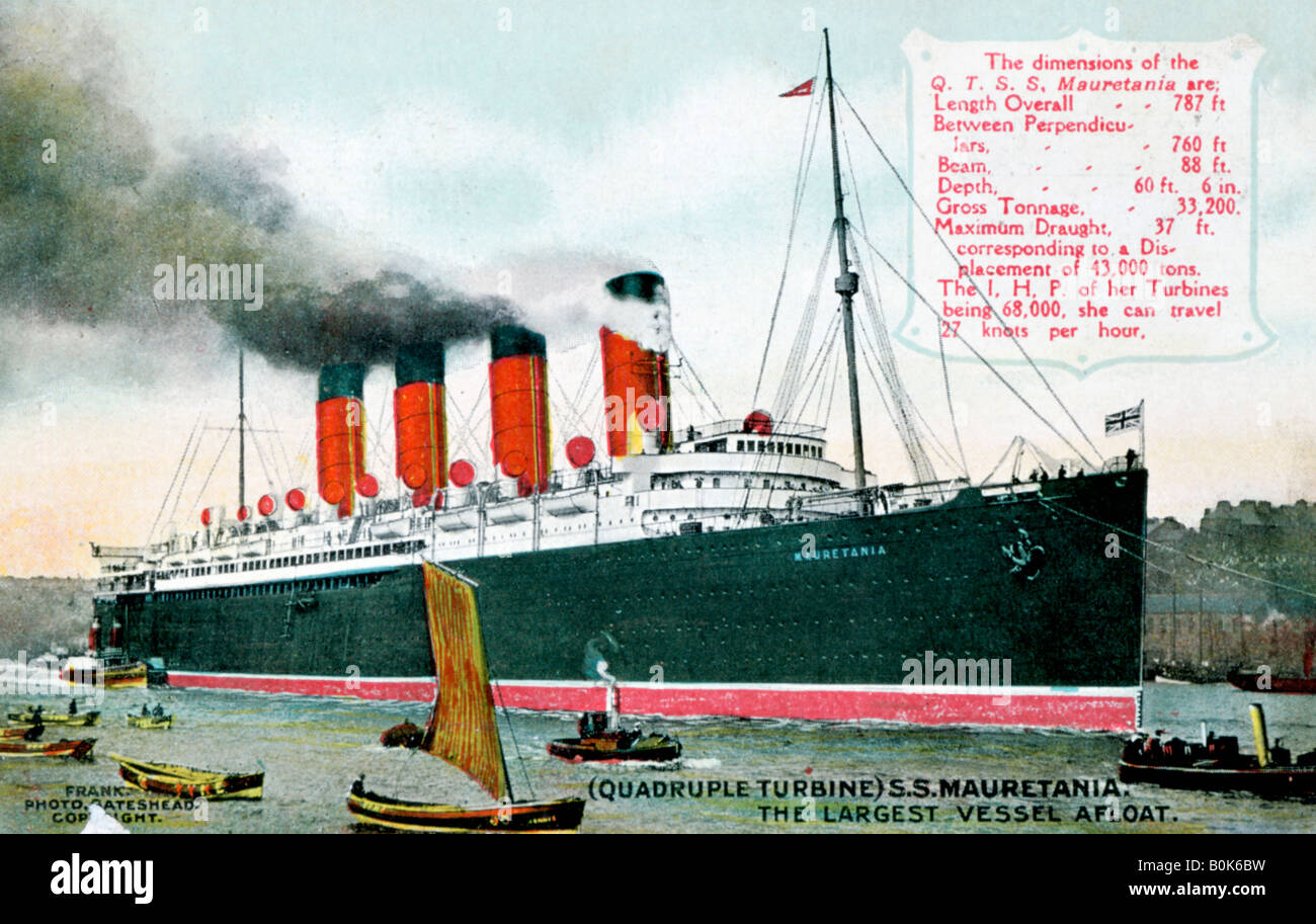 Ocean Liner RMS 'Mauretania', del xx secolo. Artista: sconosciuto Foto Stock