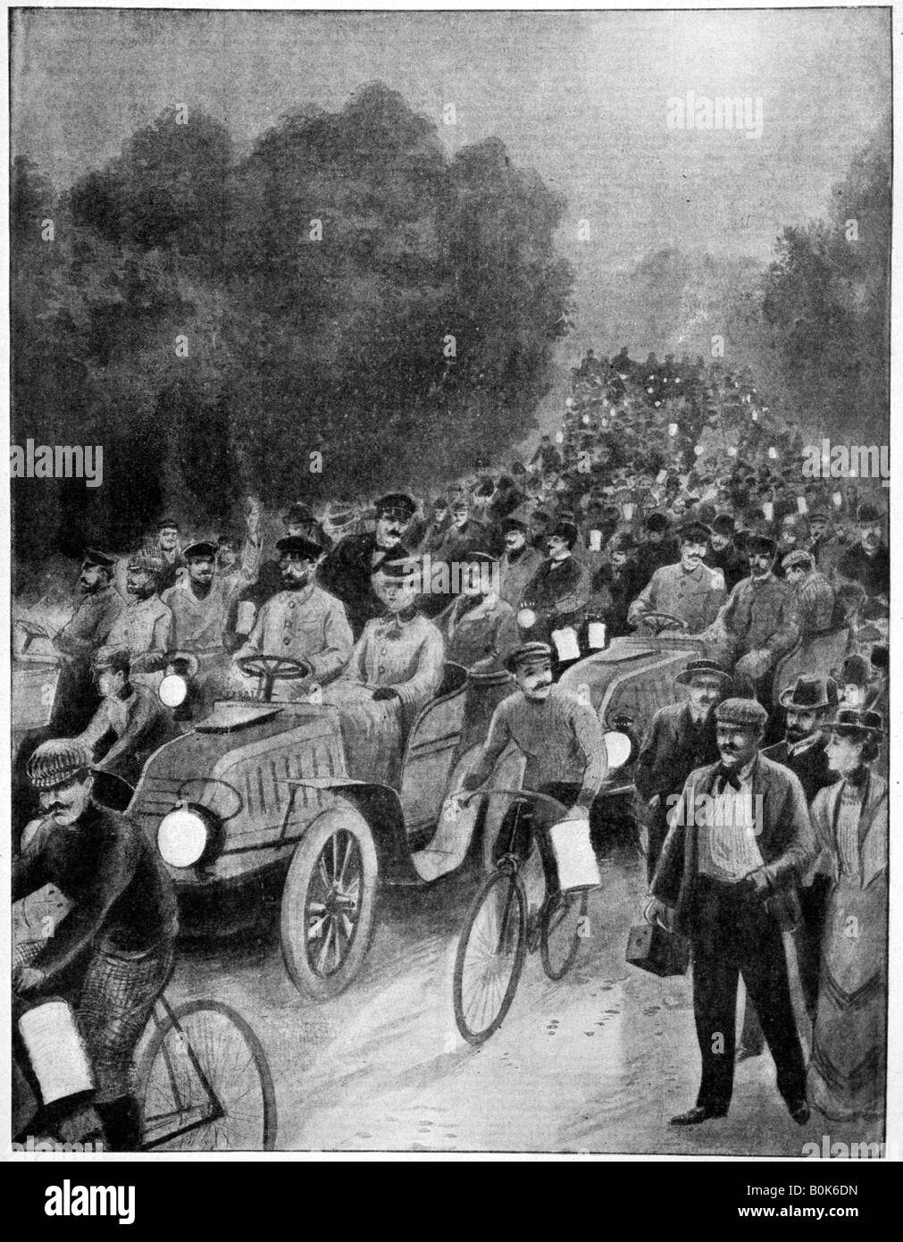 Notte di partenza, da Parigi a Vienna gara, 1902. Artista: sconosciuto Foto Stock