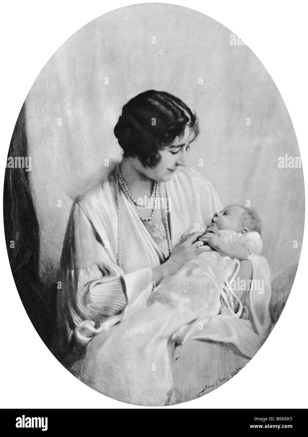 La regina Elisabetta con la Principessa Elisabetta nel 1926, (1937). Artista: Giovanni Saint-Helier Lander Foto Stock