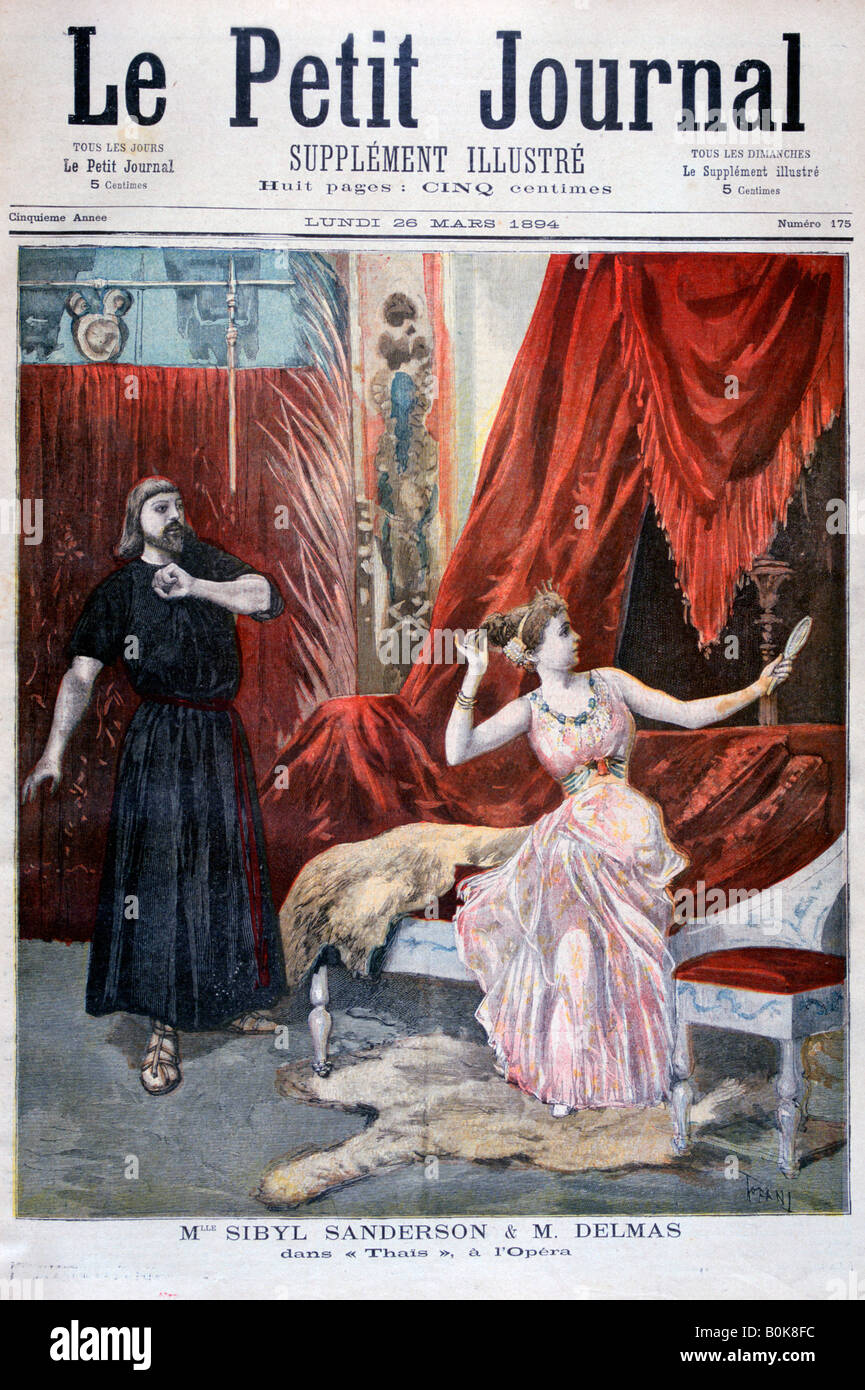 Sibyl Sanderson e Delmas di Jules Massenet 's opera Thais, Parigi, 1894. Artista: Oswaldo Tofani Foto Stock