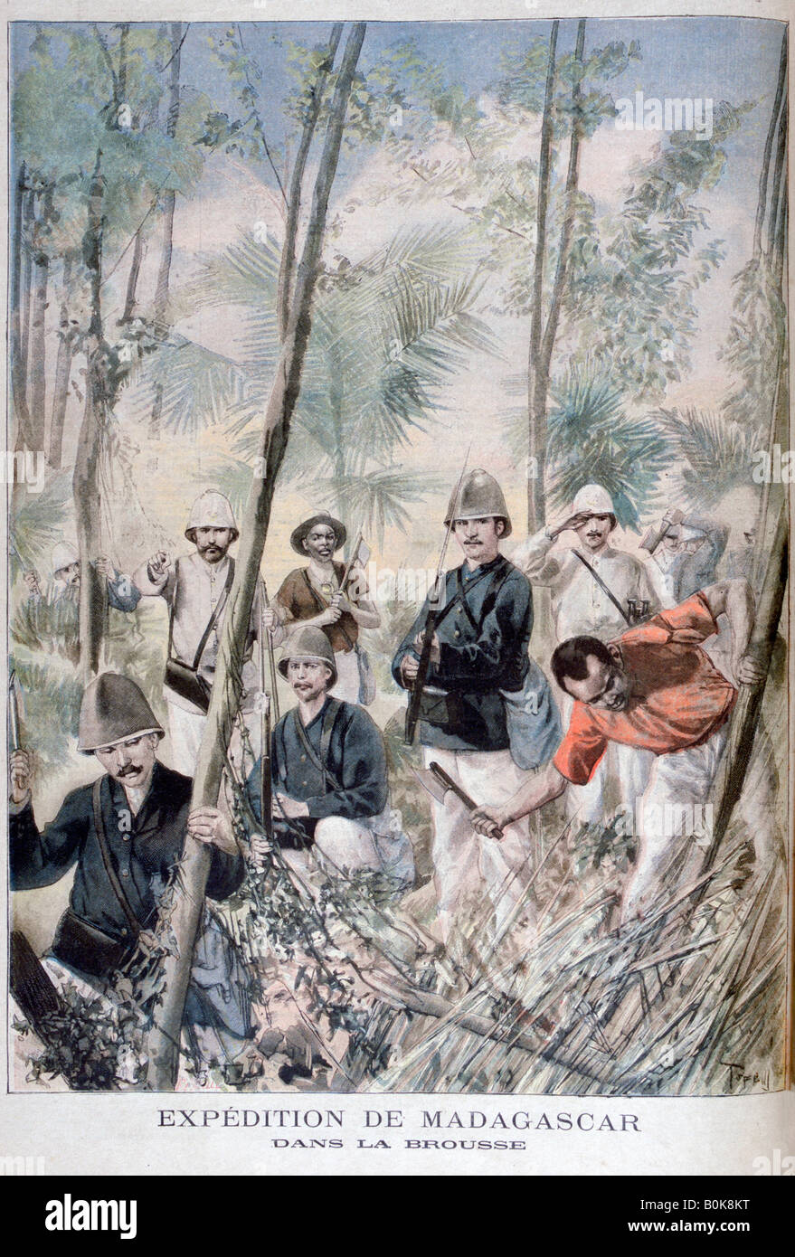 Madagascar expedition, 1895. Artista: Oswaldo Tofani Foto Stock