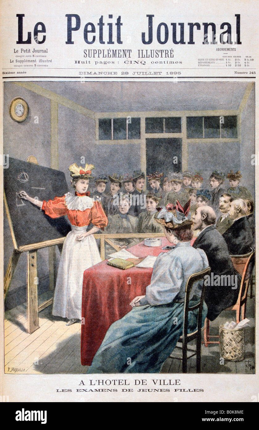 Le giovani ragazze per il sostenimento degli esami in Municipio, Francia, 1895. Artista: Oswaldo Tofani Foto Stock