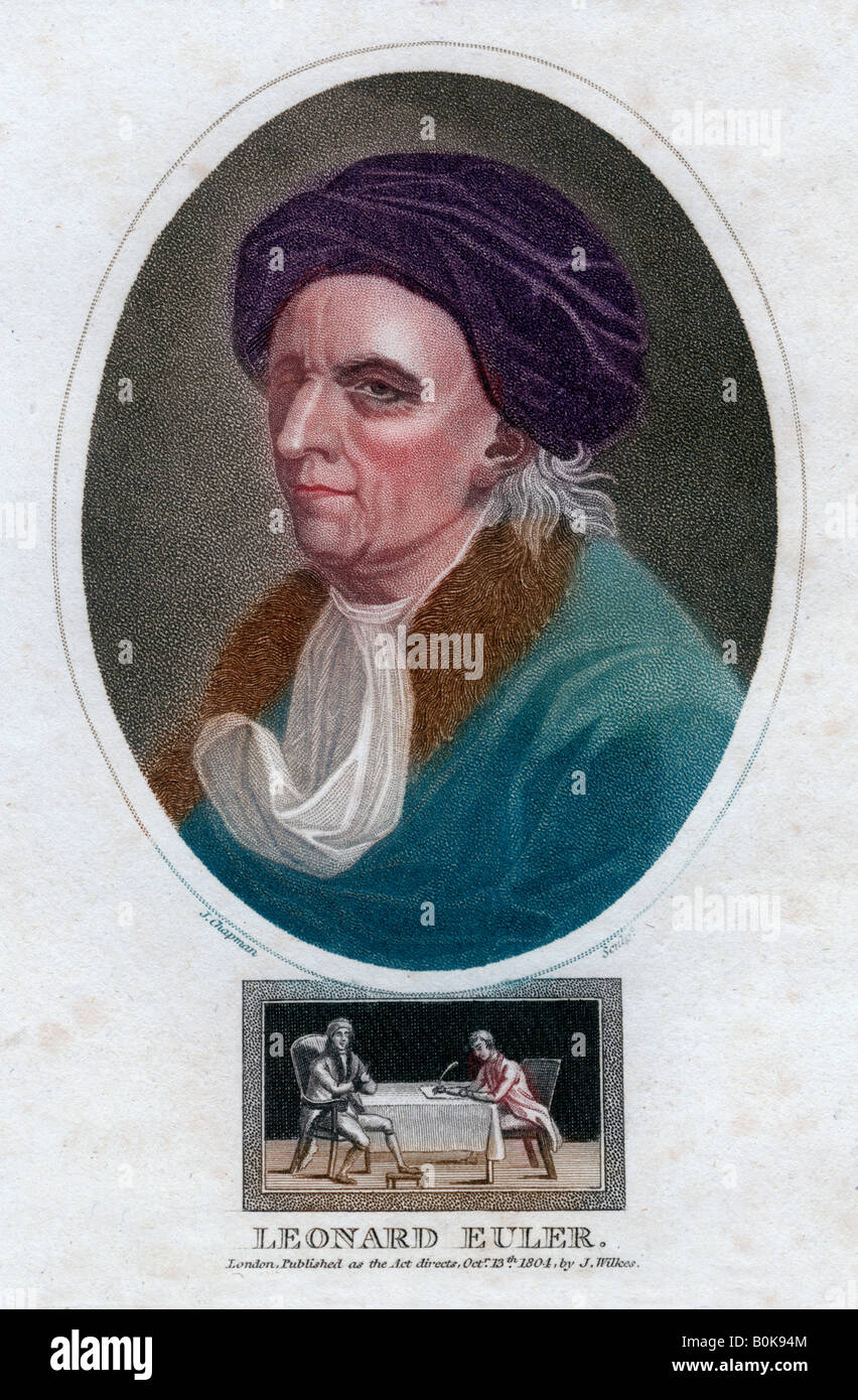 Leonhard Euler, XVIII secolo Swiss matematico e fisico, (1804).Artista: J Chapman Foto Stock