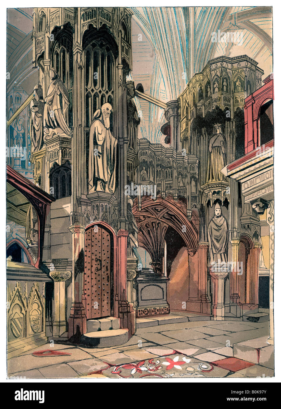 Santuario di Enrico V, l'Abbazia di Westminster, Londra, c1850. Artista: sconosciuto Foto Stock