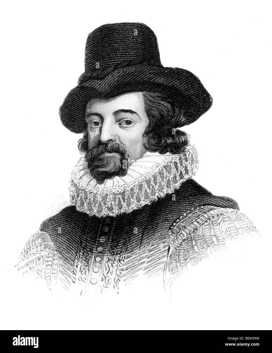 Francis Bacon, Visconte St Albans, filosofo inglese, statista e saggista, (c1850). Artista: sconosciuto Foto Stock
