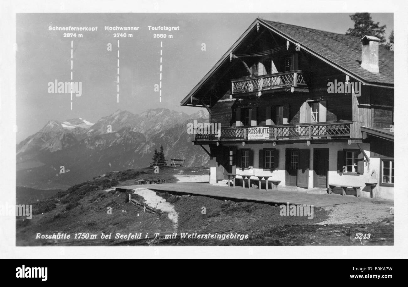 Rosshutte e la Wettersteingebirge montagne, vicino a Seefeld Austria, xx secolo. Artista: sconosciuto Foto Stock