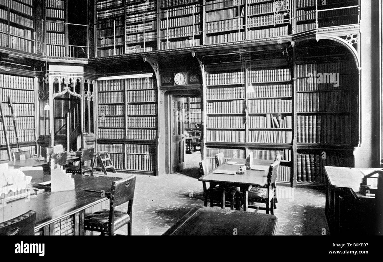 Mappa Room, House of Commons Library, Palazzo di Westminster, Londra, c1905. Artista: sconosciuto Foto Stock