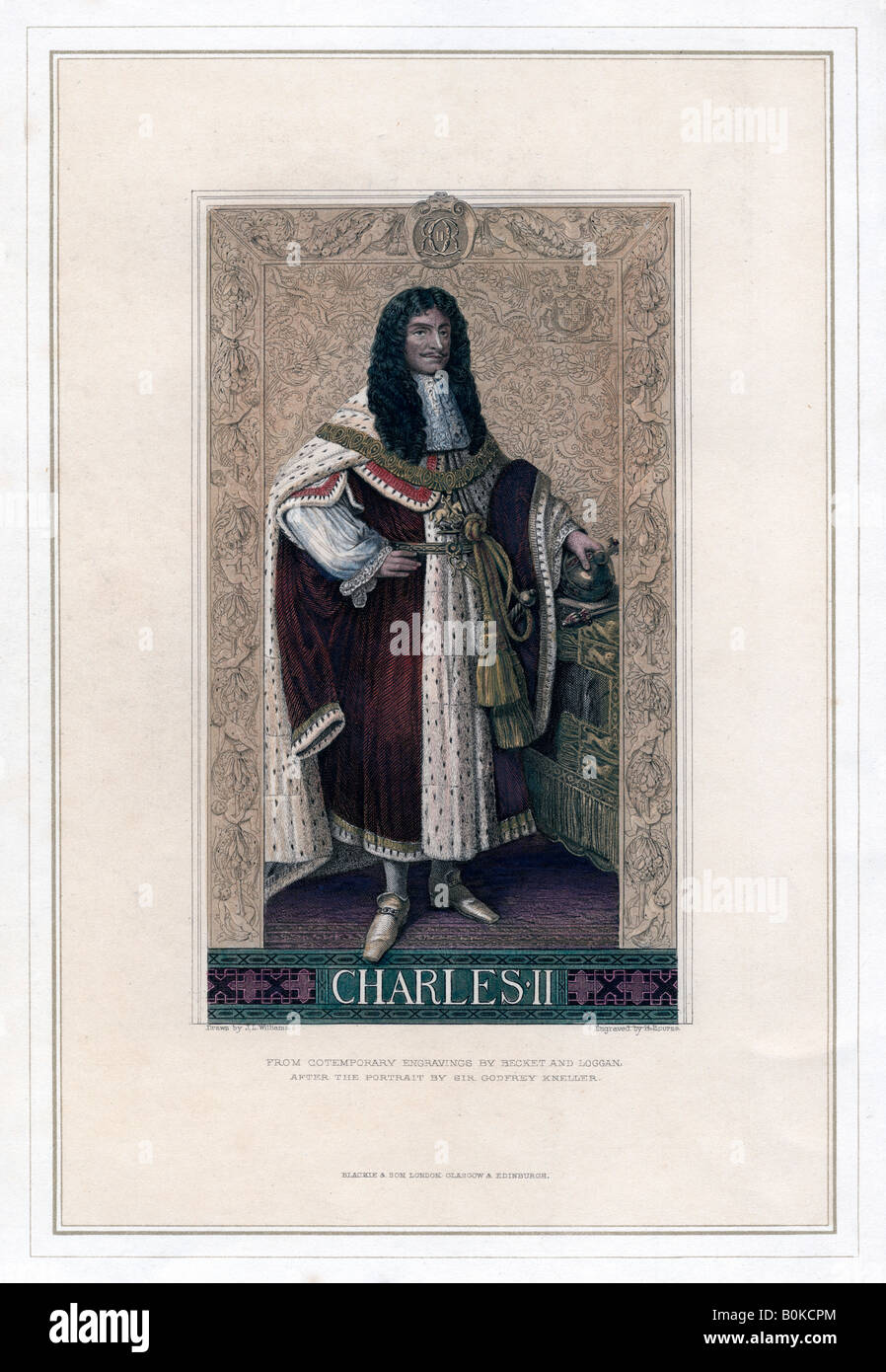 Carlo II, re d'Inghilterra e Scozia. Artista: H Bourne Foto Stock