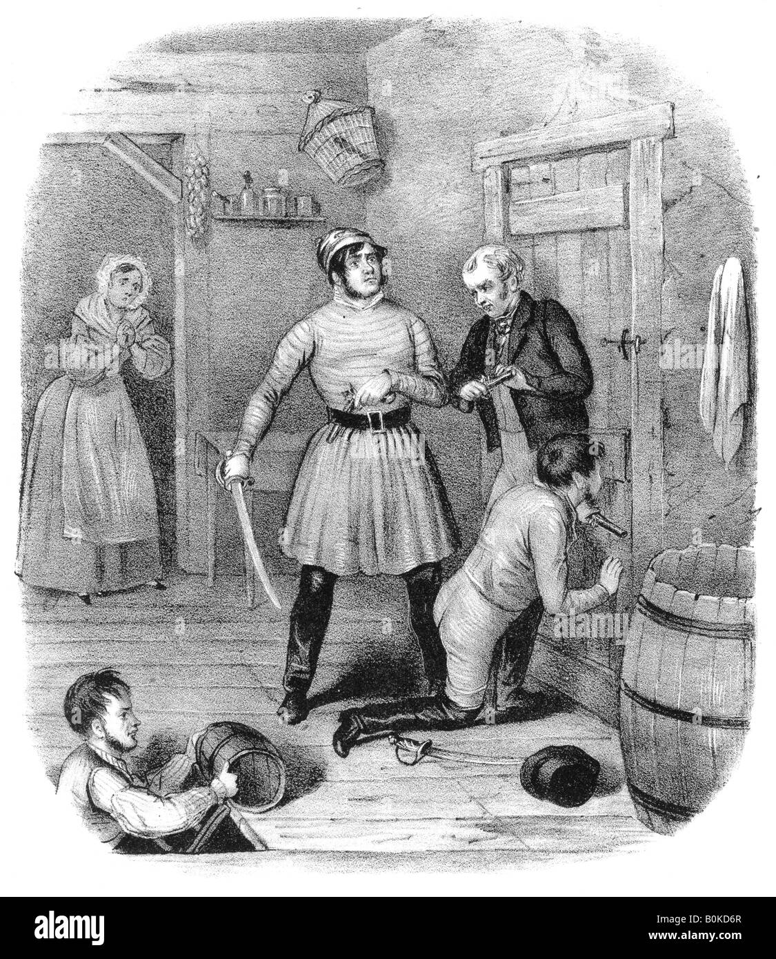 'Smugglers allarmato', XVIII secolo.Artista: W Clerk Foto Stock