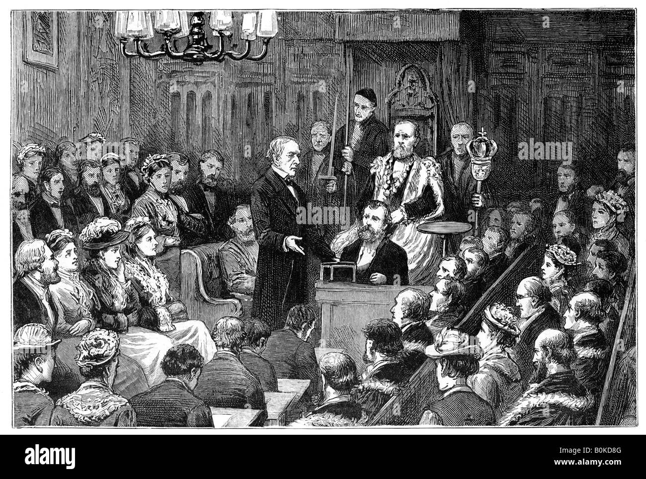 "Presentazione della libertà della città al signor Gladstone', 1877. Artista: sconosciuto Foto Stock