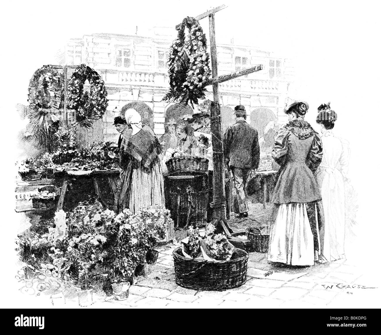 Il mercato dei fiori, 1901.Artista: Wilhelm Gause Foto Stock