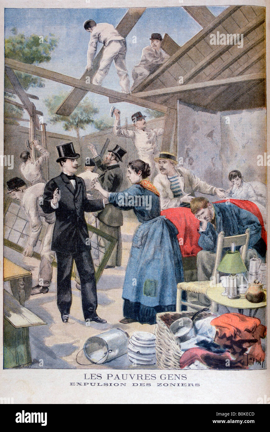 L'espulsione del povero dalle baraccopoli, 1895. Artista: Oswaldo Tofani Foto Stock