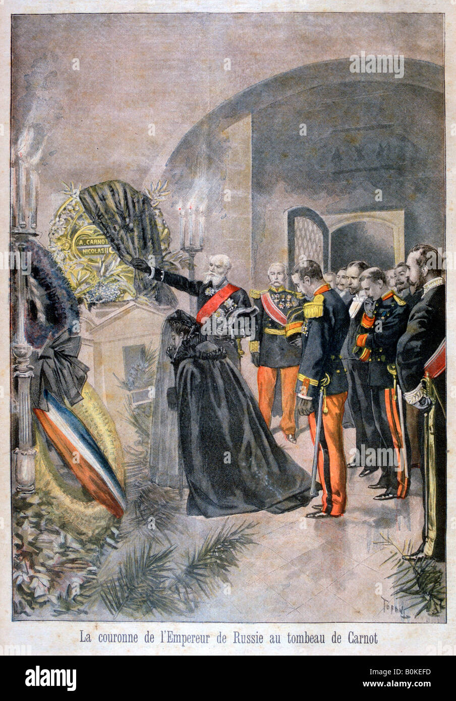 L'imperatore di Russia presso la tomba di Cornot, 1896. Artista: Oswaldo Tofani Foto Stock