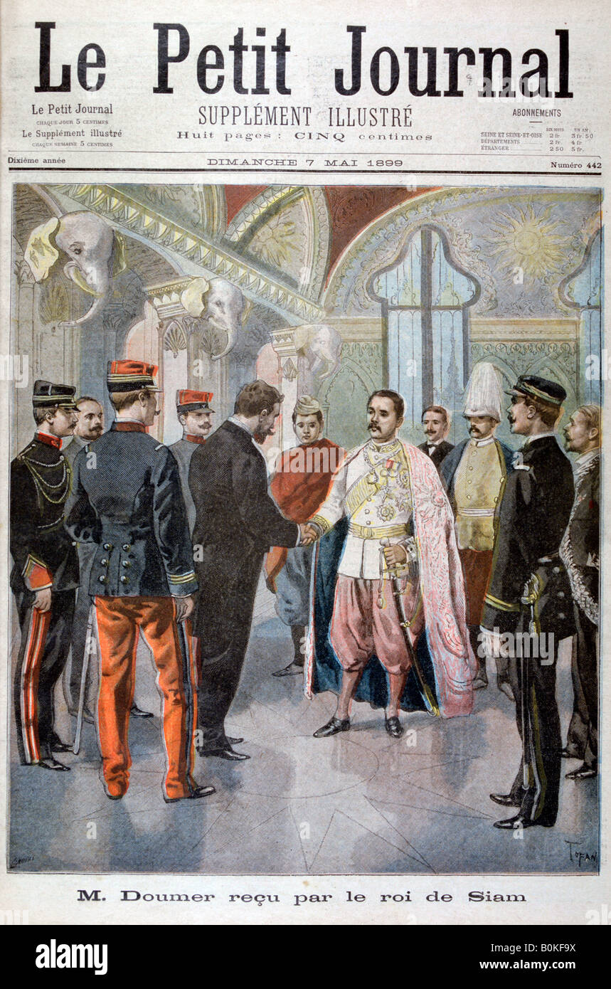 Paul Doumer, Governatore Generale dell Indocina, ricevuto dal re del Siam a Bangkok, 1899. Artista: Oswaldo Tofani Foto Stock